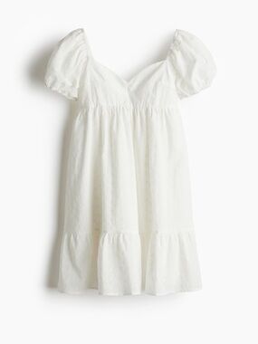 NWT H&M White Puff-Sleeve Babydoll Dress